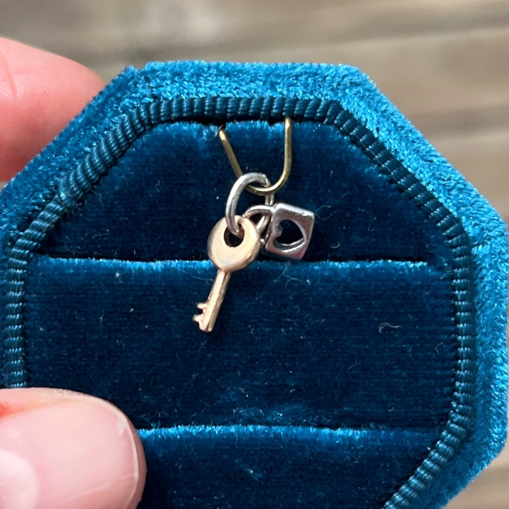 14K Mini Heart Padlock and Key Charm- 2 Sets Available